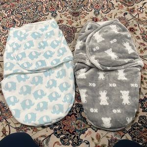 2x baby newborn swaddles Grey blue nursery